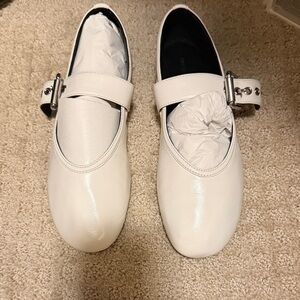 White Mary Jane Strap Loafers for Women